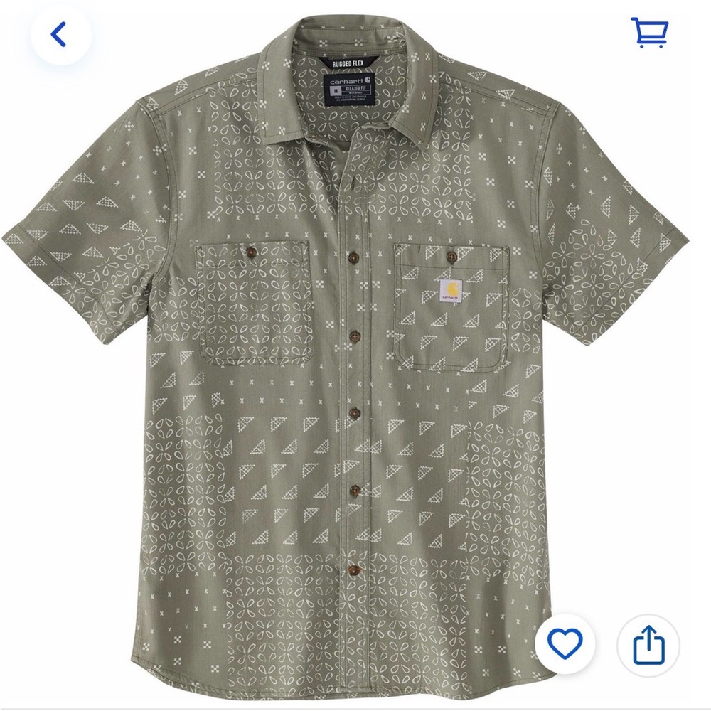 Carhartt Men's Olive Patterned Button Down Shirt